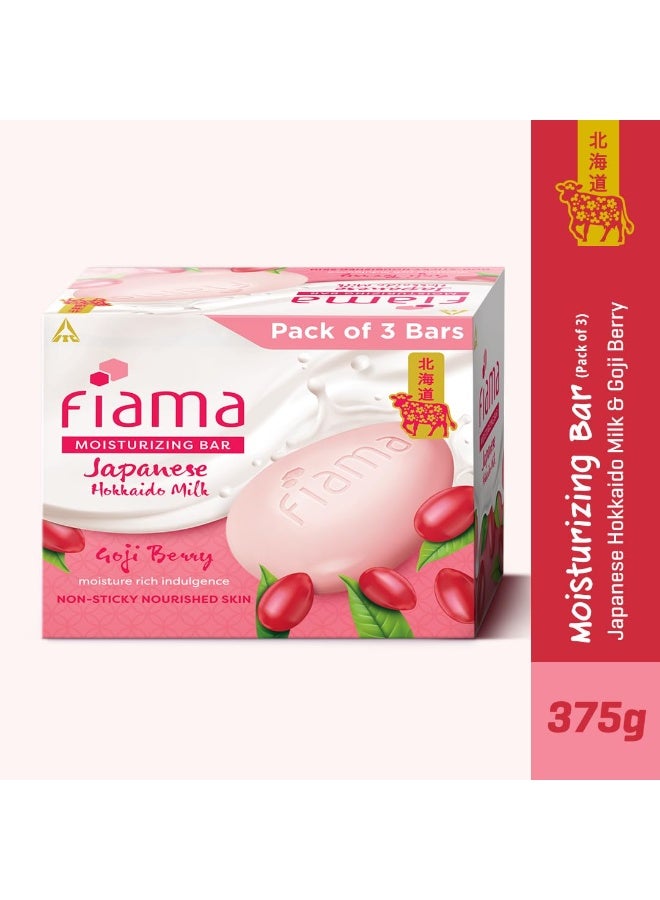 Fiama Moisturizing Soap Bar, Japanese Hokkaido Milk & Goji berry, Soap Pack of 3, Non-Sticky Moisturized Skin, 1/3rd Skin Moisturizers, Vitamin F, Fragrant Freshness - Image 3